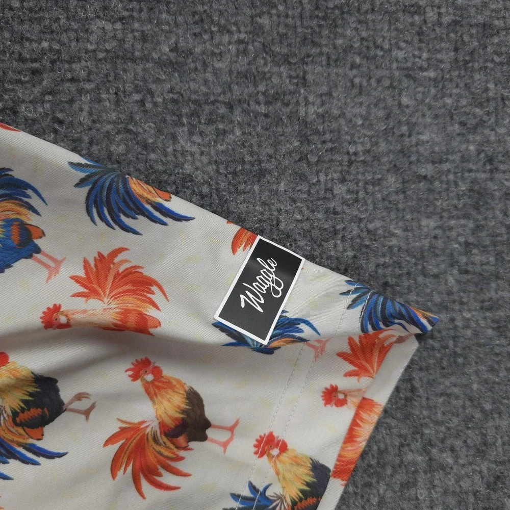 Waggle Golf Polo Shirt Mens 2XL White Cocky Rooster Stretch Performance Golf - Picture 3 of 8